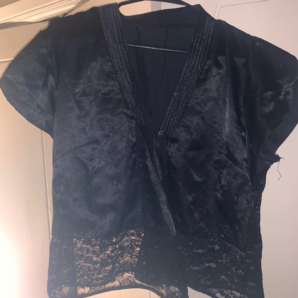 Black Silk Crop Top